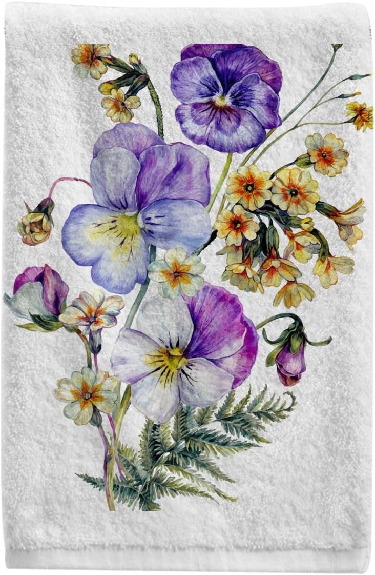 Purple Hand Towels for Bathroom Purple Decorative Towels Watercolor Flower Towels Sets of 2 Soft 100 Percent Cotton Towel Set Luxury Bath Towels Face Towel 16" X 30"