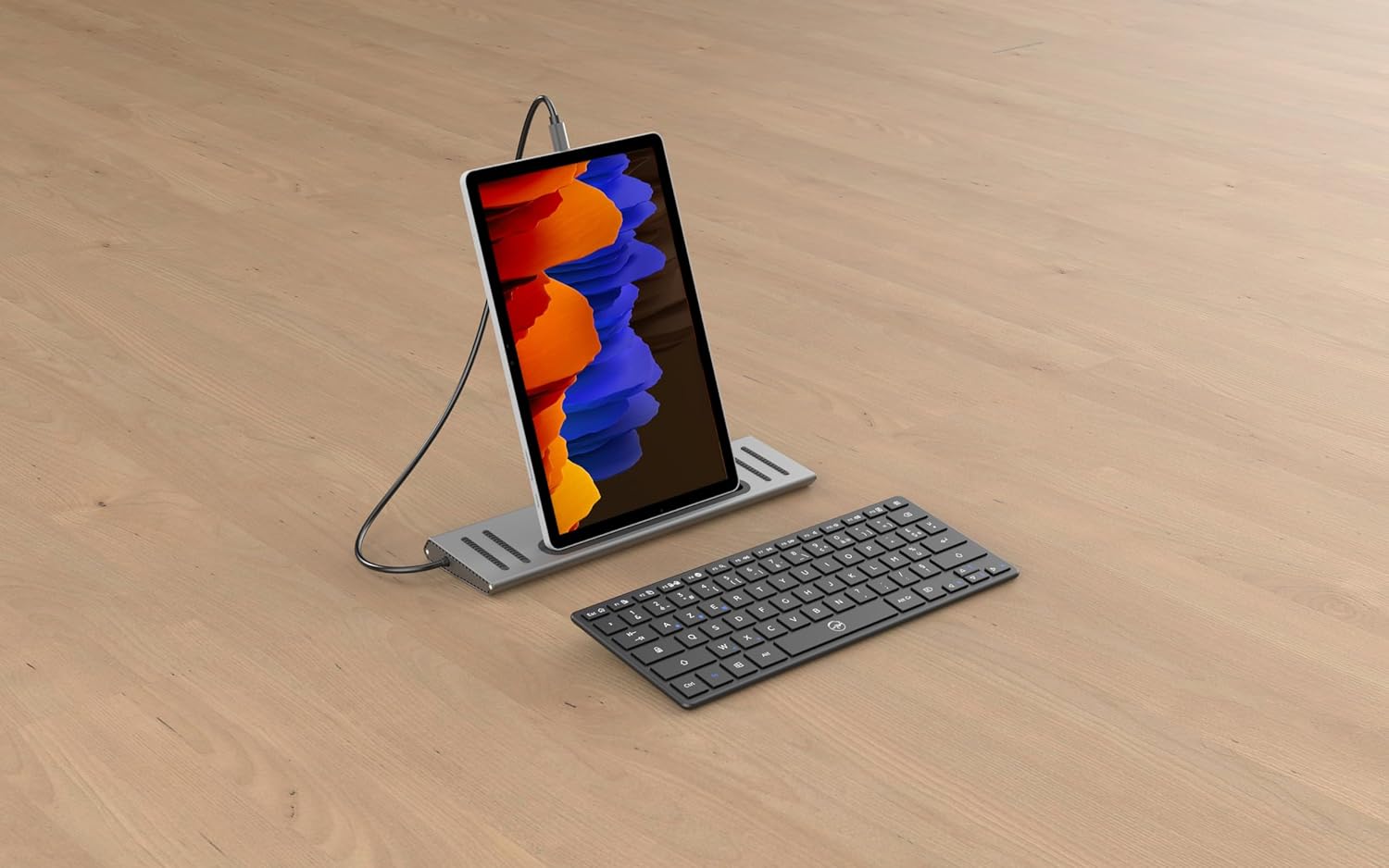 Mobility Lab 12-in-1 USB-C Docking Station with various cables and devices connected