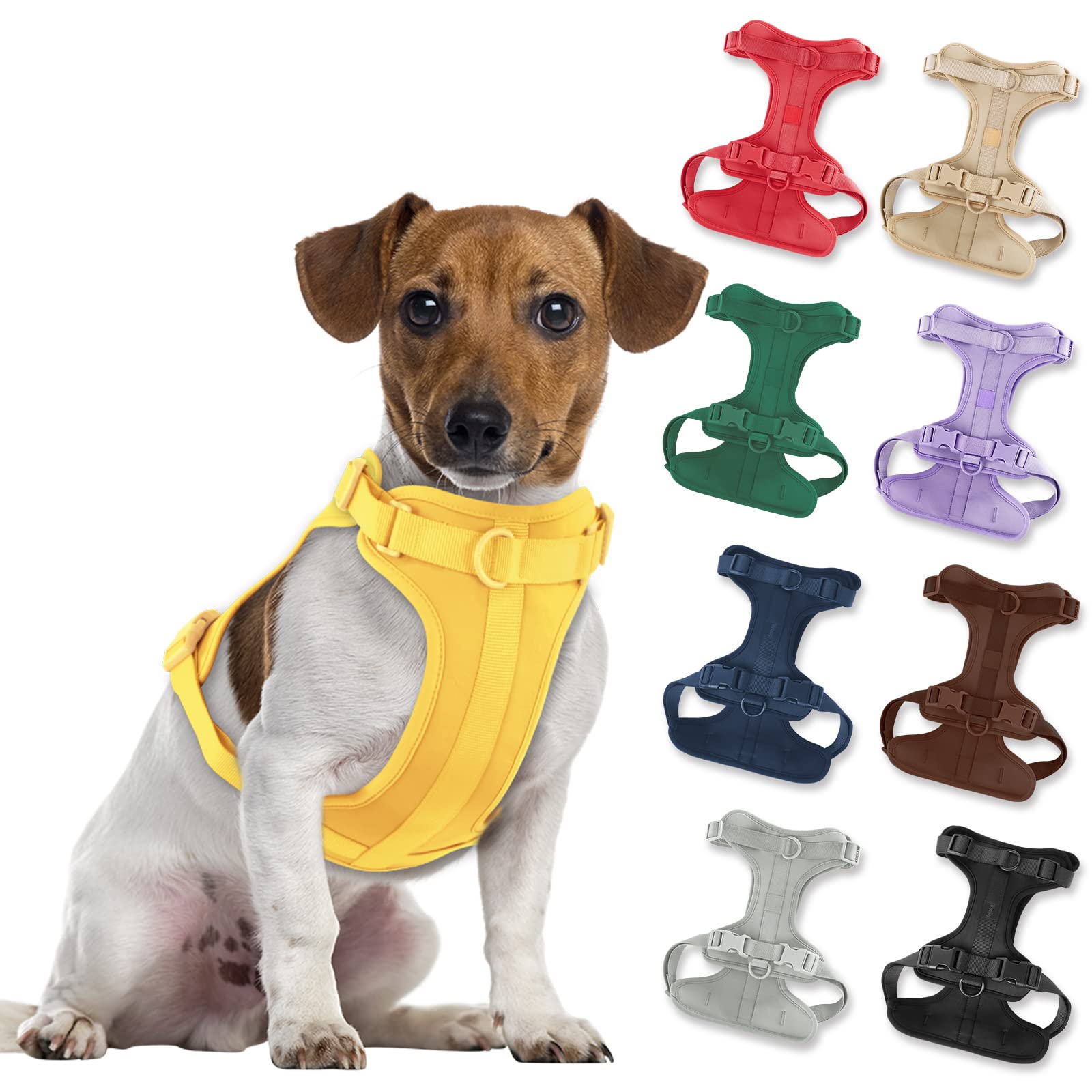 No Pull Lightweight Dog Harness: Adjustable Durable Breathable Mesh Pet Vest Harness with Soft & Comfortable Cushion, for Small Medium Large Dogs (Medium, Butter Yellow)