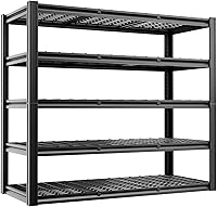 Vista 1 de 5-Tier 60”W x 24”D x 78”H Garage Shelving Adjustable Metal Storage Shelves 3000LBS Garage Shelving Heavy Duty Utility Shelf Unit Storage Racks for