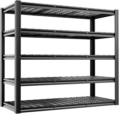 Estantería de garaje de 5 niveles, 60 pulgadas de ancho x 24 pulgadas de profundidad x 78 pulgadas de alto, estantes de almacenamiento de metal