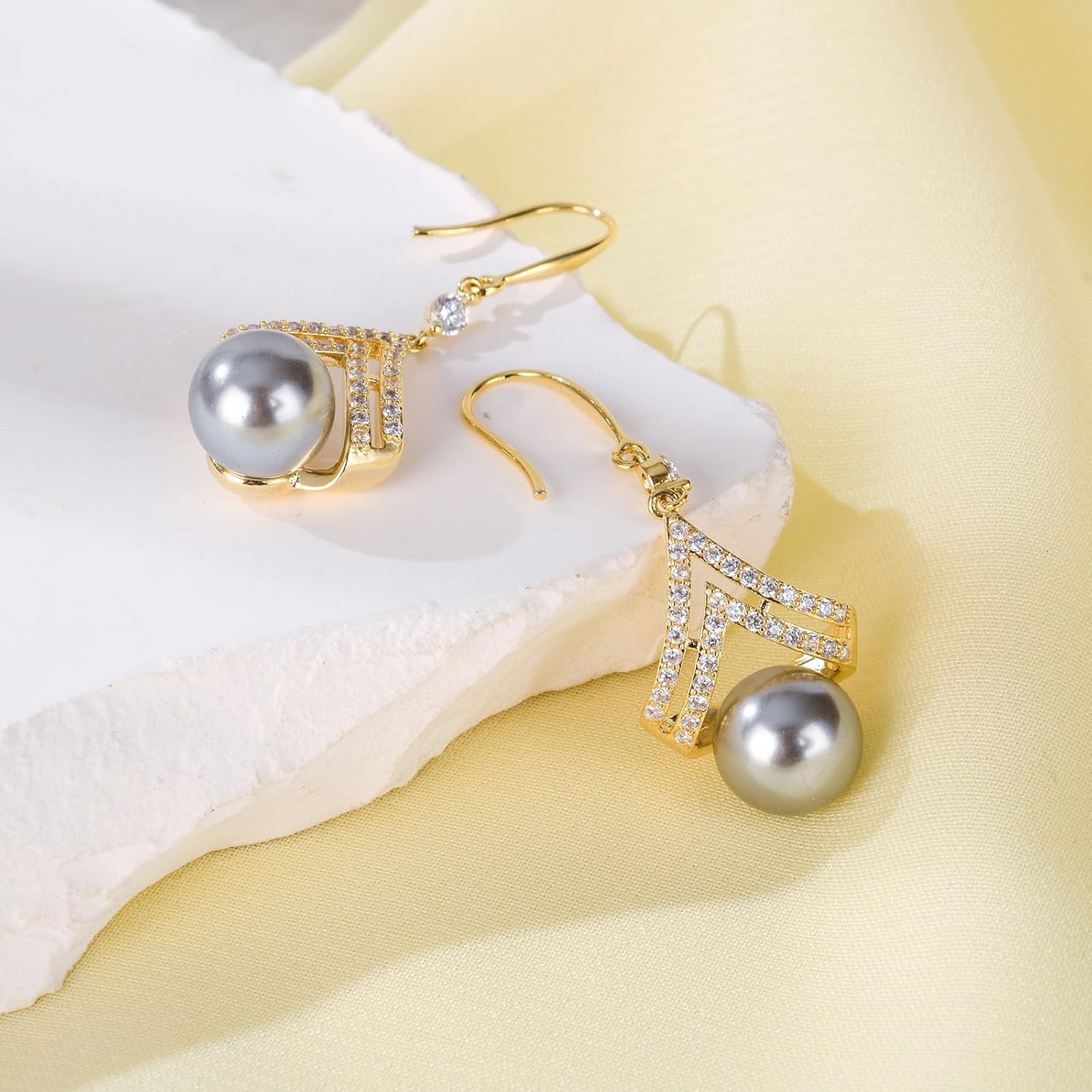 Pearl Earrings for Women, Dainty 14K Gold Plated/925 Sterling Silver Drop Pearls Dangle Earrings, Fashion Hypoallergenic Jewelry Gifts for Women - Image 3