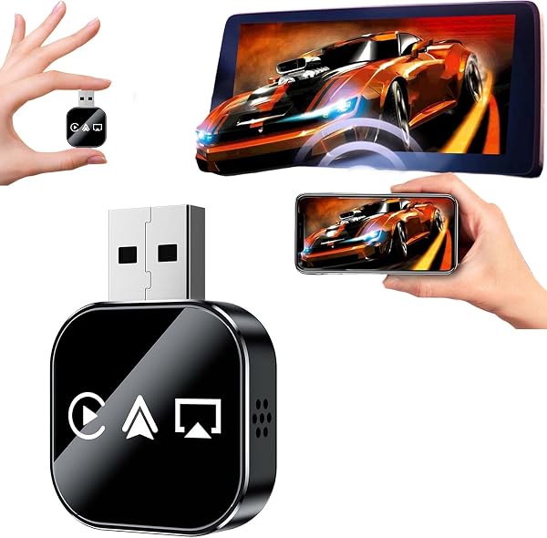 2026 Wireless CarPlay Adapter, Wired to Wireless Portable USB Connector Car Play for iPhone, 3-in-1 Screen Mirroring iOS Adapter for Car, Plug & Play Car Electronics Accessory (Black,for Android) - 1