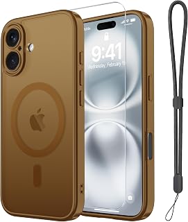 Magnetic Case for iPhone 16 Case with Screen Protector+Wrist Strap