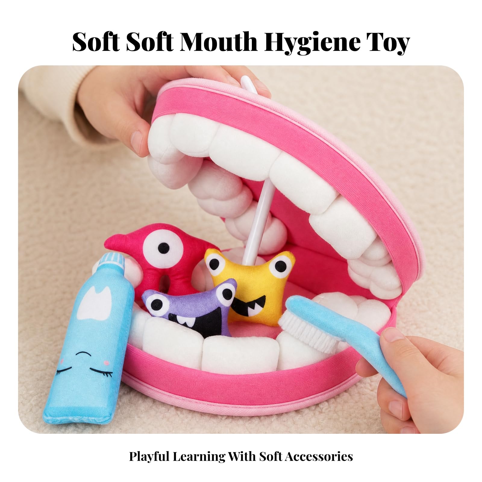 Giocattolo Educativo Adatto Ai Bambini Giocattolo Educativo con Spazzolino e Filo Inter di Peluche Decorativo per Apprendimento Prescolare