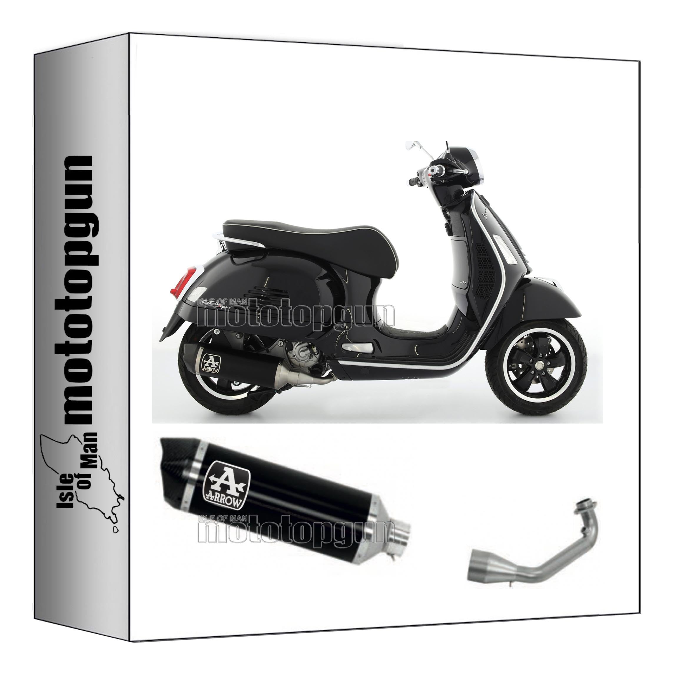 arrow 53536AKN + 53083MI scarico completo omologato open race-tech alluminio nero fondello carby compatibile con piaggio vespa gts 300 2021 2022 mototopgun