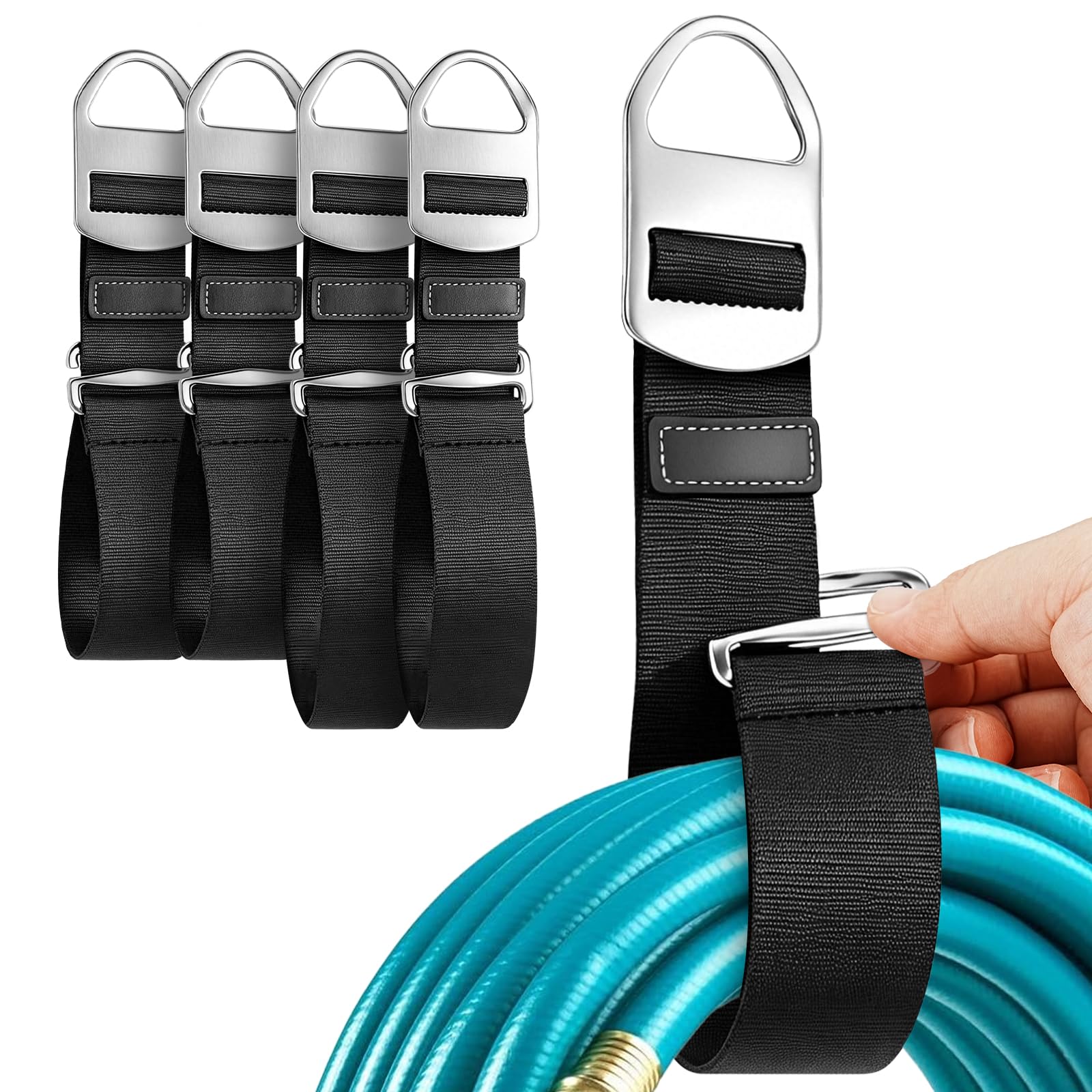 4er Kabel Organizer Wandhalterung – Schlauchhalter, 2 × 40 cm und 2 × 50 cm | Verstellbarer Verlängerungskabel-Halter mit Einhandbedienung für Kabel, Schläuche und Seile – ideal für Garage, Werkstatt und