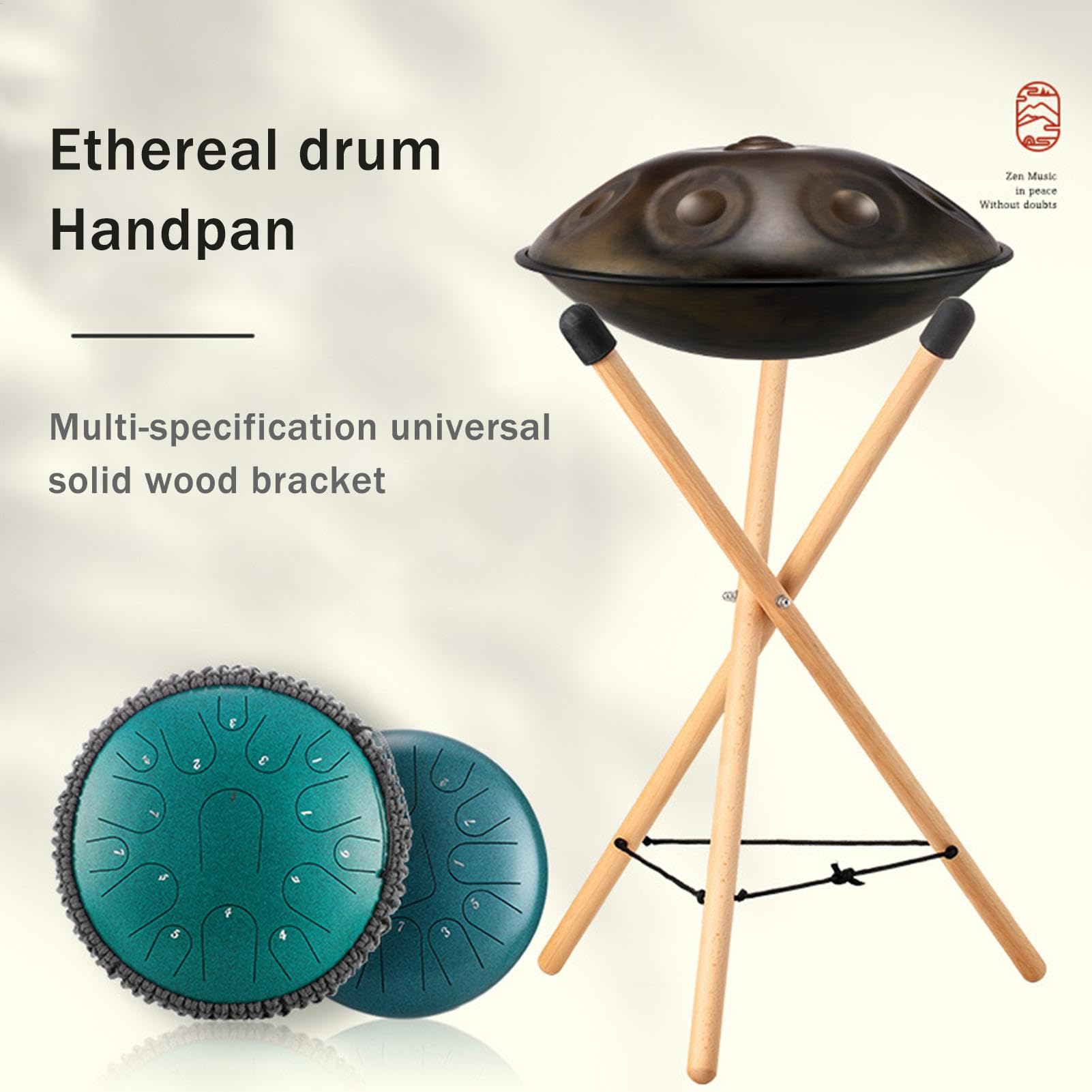 Soporte Handpan ajustable - Soporte para tambor de lengüeta de acero | Soporte de tambor ajustable antideslizante de madera resistente con trípode para tambores de mano, soporte portátil y duradero pa