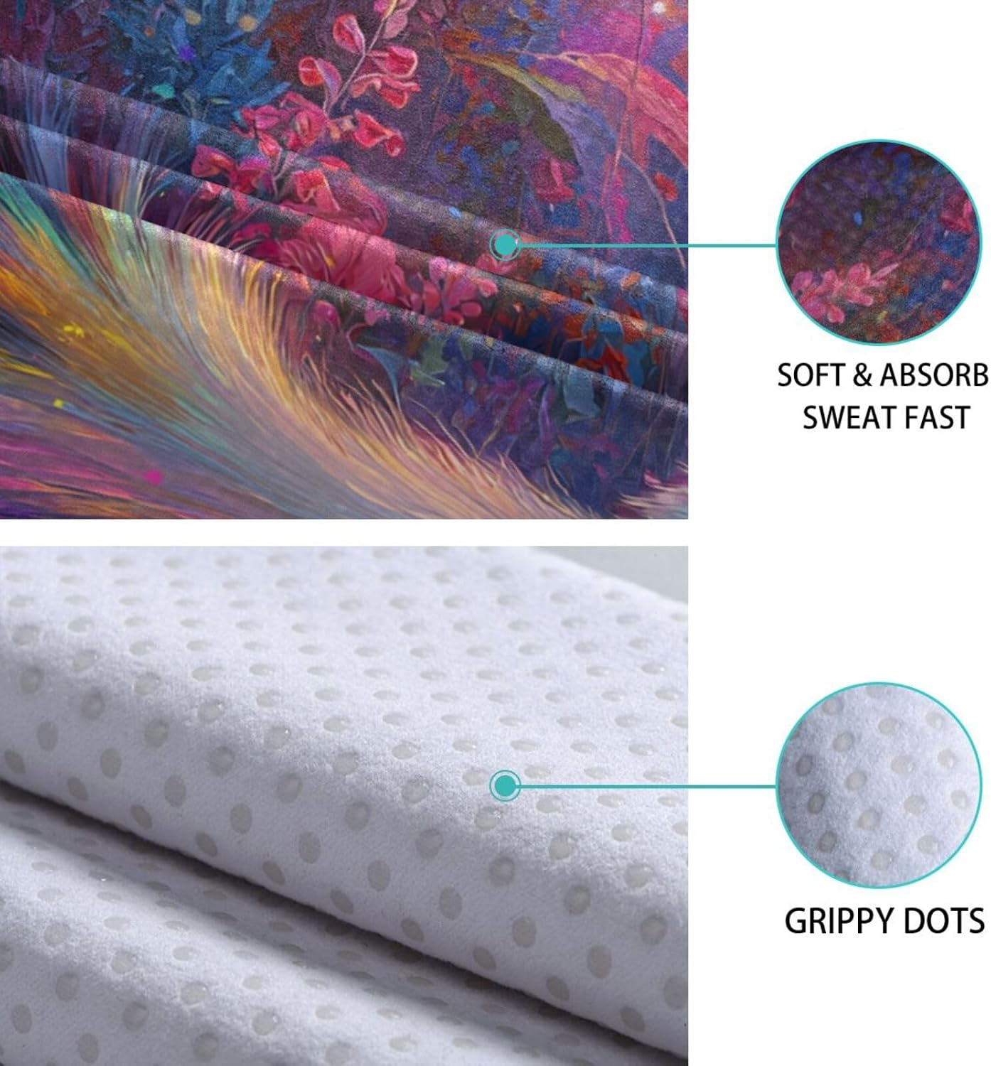 Hot Yoga Towel Skunk Fantasy – Stylish, Non-Slip, Grip Dots, Super Absorbent, 27" x 73" - Yoga Mat Towels for Exercise, Fitness