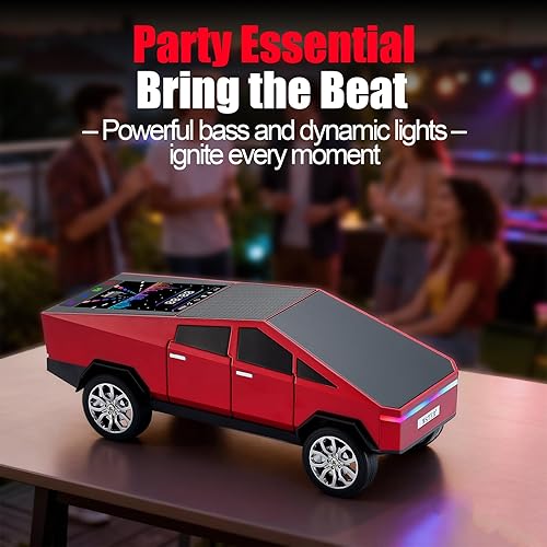 Miniatura 8 de Replica de altavoz Bluetooth de camioneta futurista, modelo inalámbrico portátil con pantalla de visualización, estéreo HD, emparejamiento TWS,