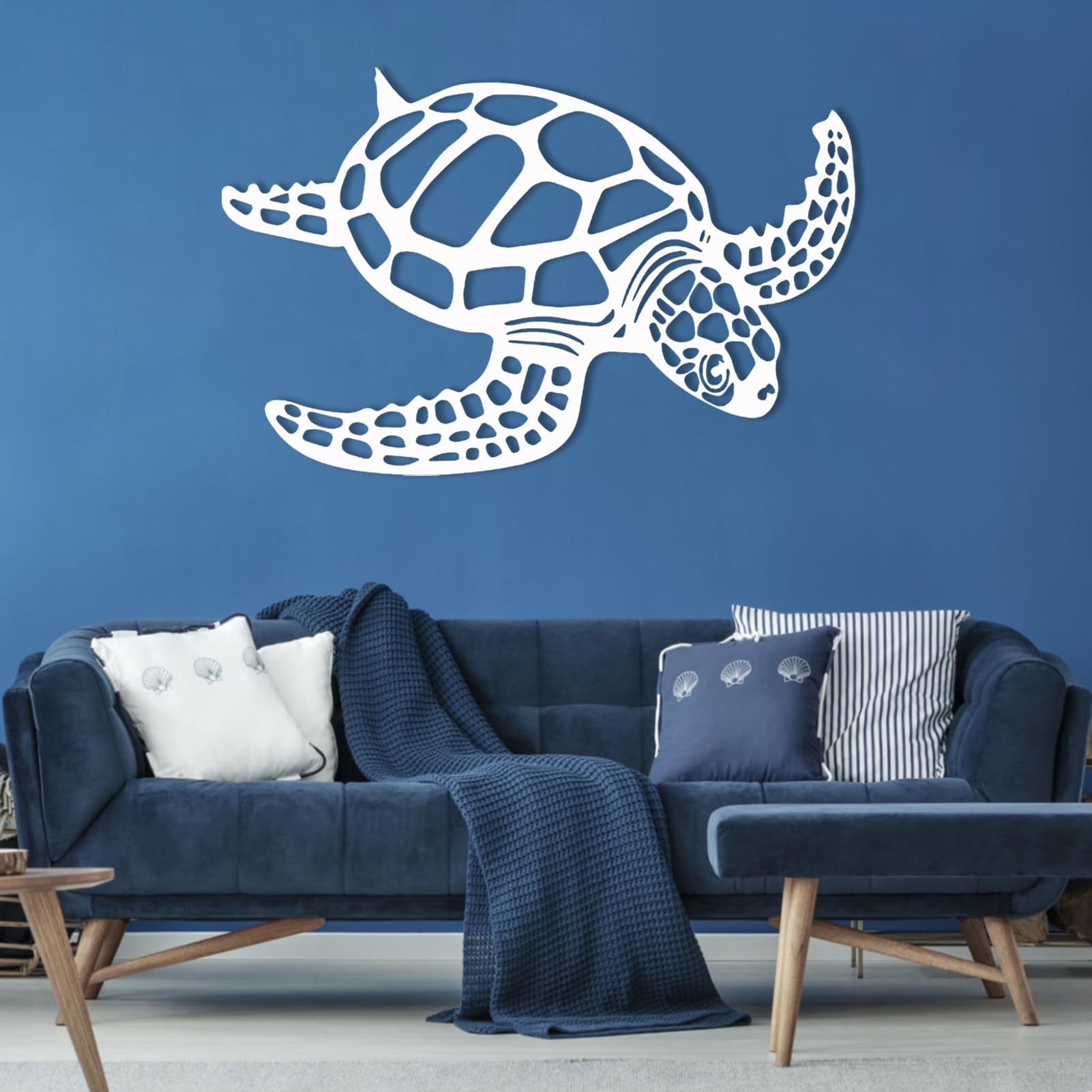 Escultura De Pared De Metal Con Forma De Tortuga Marina | Diseño Colorido Y Temática Playera | 30 X 30 Cm | Ideal Para Exterior E Interior | Hierro Resistente