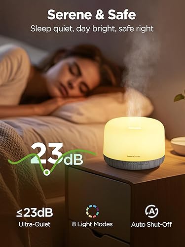 Miniatura 7 de InnoGear Difusor de aromaterapia y 10 aceites esenciales, difusor de aceite esencial de 16.9 fl oz con control remoto ultrasónico de niebla fría,