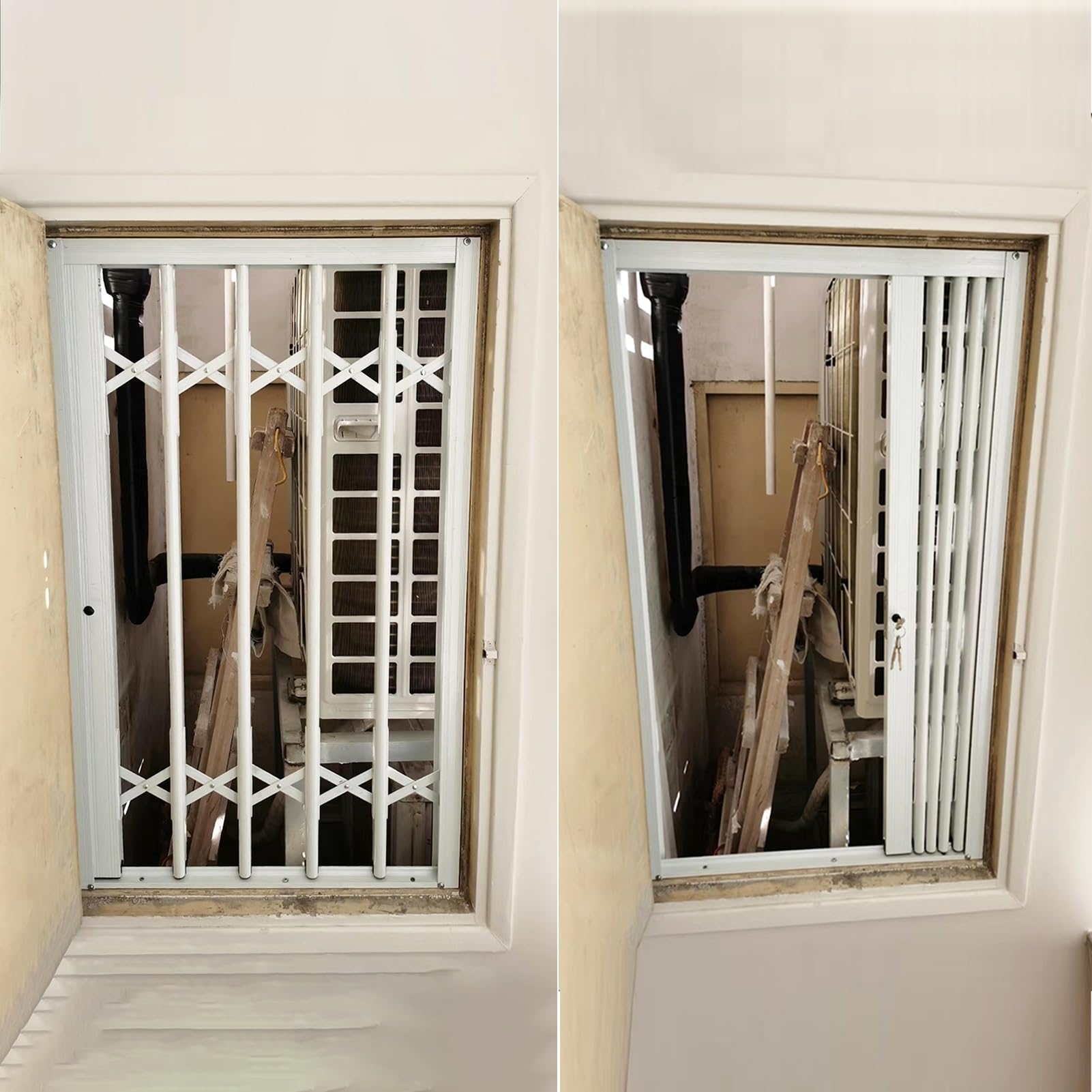 Fenstergitter Einbruchschutz 60 80 90 100 120 200 210cm Faltbares Fenstergitter, Abschließbare, Drück- Und Zuziehbare Fenstersicherung, Sicherheitsstange/Notausgangsgeländer(W50xH60cm/20x24in)