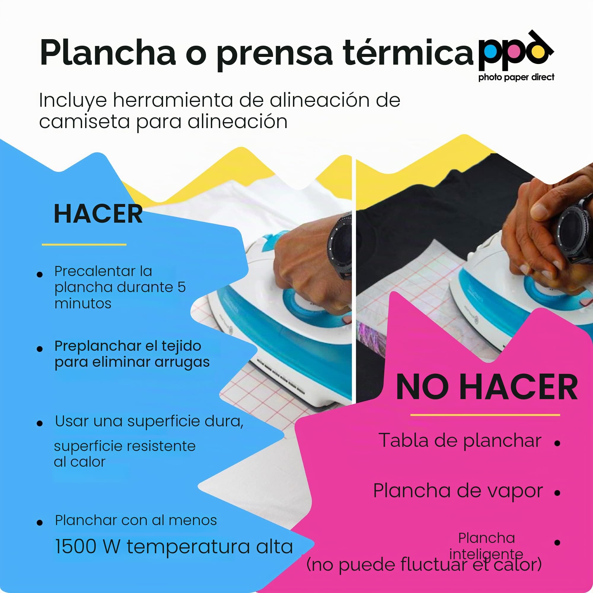 PPD Inkjet - A4 x 40 Hojas de Papel de Transferencia Térmica Premium para Camisetas y Tejidos Mixtos - 20 hh. Telas Claras y 20 hh. Telas Oscuras - Para Impresión de Inyección de Tinta - PPD-5-40