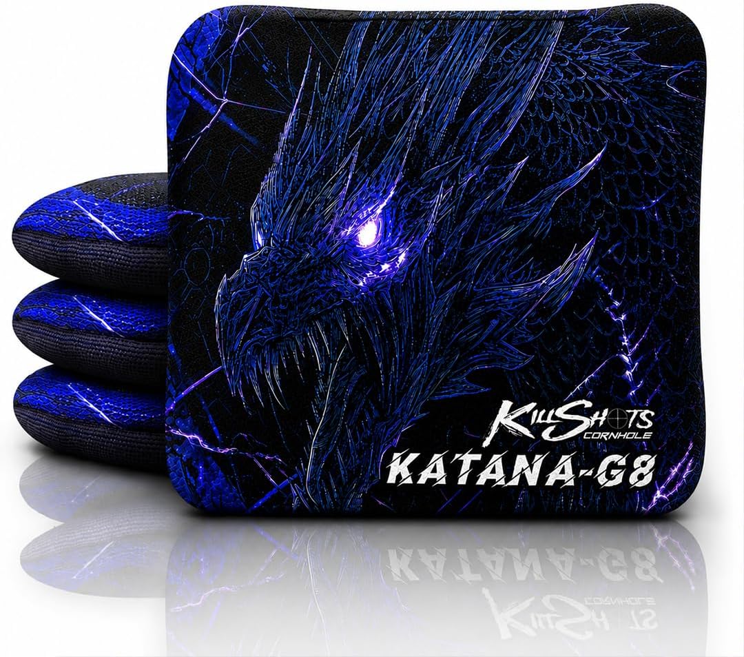 Killshots Cornhole | Katana-G8 Series | Competition Cornhole Bags | Tournament Grade | Regulation Size & Weight | Dual-Speed | Set of 4 Bags