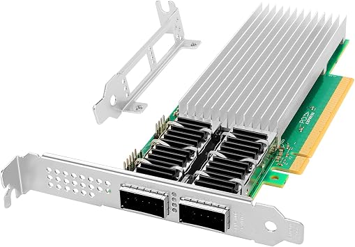 Vogzone for E810-CQDA2 Network Adapter, 100GbE 2X QSFP28 PCIe 4.0 x16 NIC | 25/50/100GbE Dual QSFP28 Ports NIC with Intel E810-CAM2, Built-in RDMA RoCEv2/iWARP, UEFI, SR-IOV, Ideal for Cloud, Storage