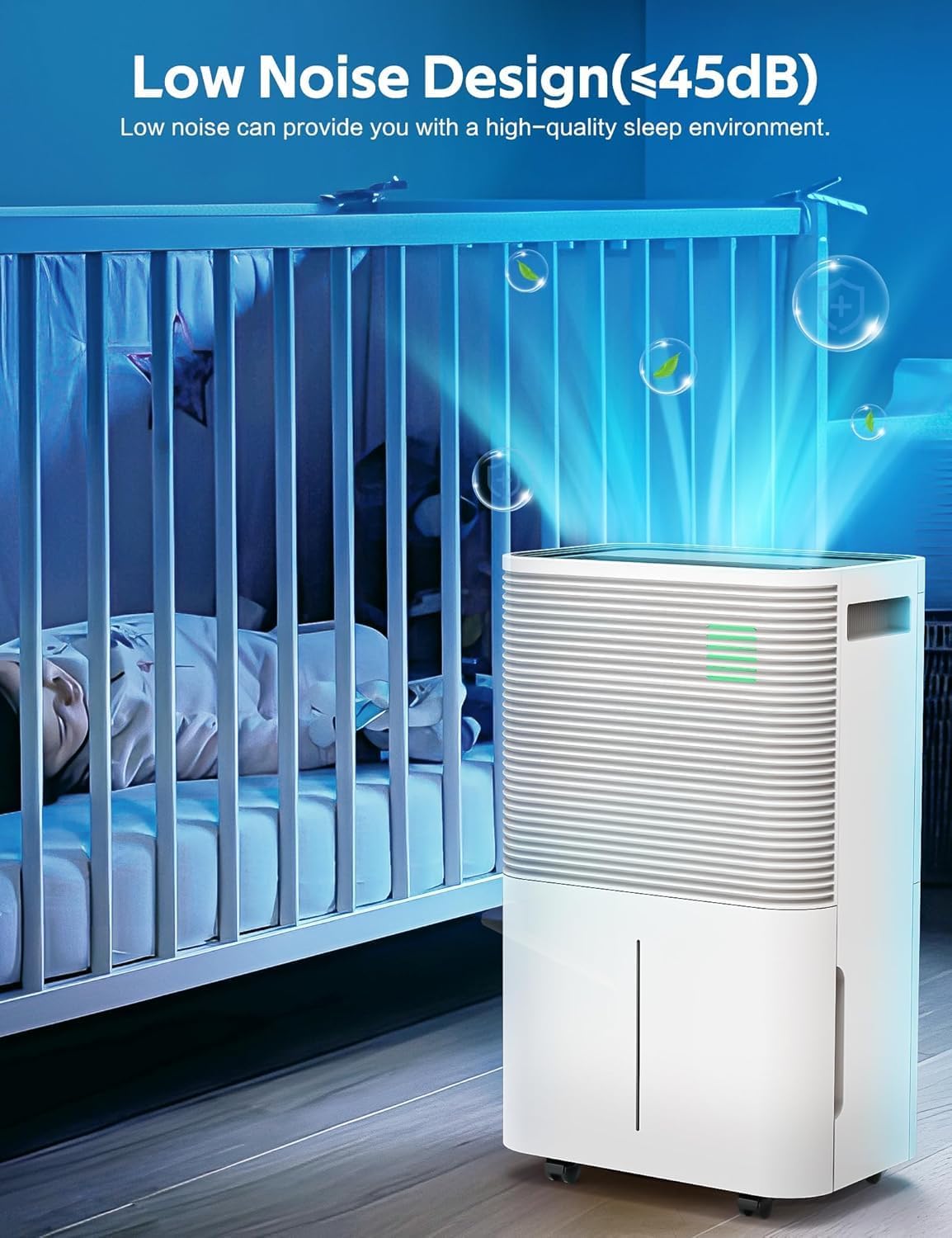 ZAFRO D4229B-VC 22-Pint Dehumidifier showing manual and continuous drainage options