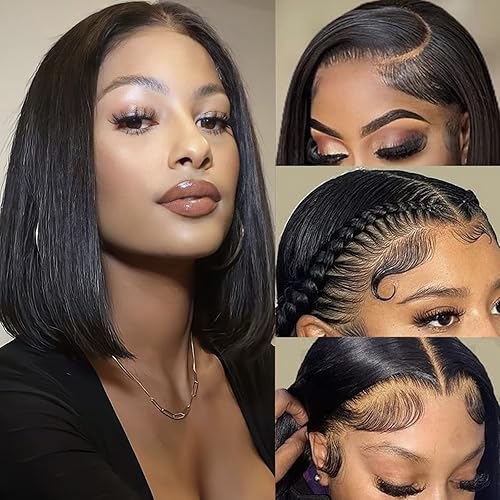 VYCRAVE Bob Lace Front Wigs Human Hair Pre Plucked 13x4