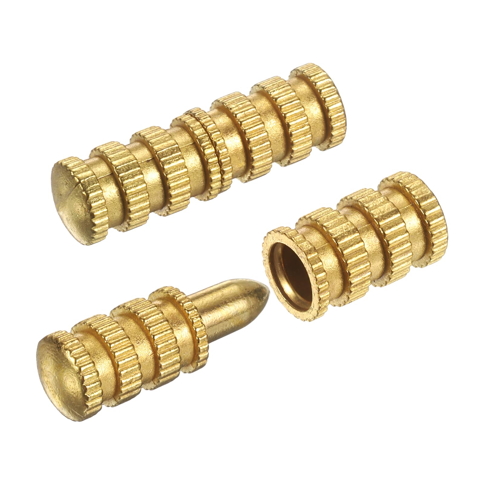 PATIKIL Table Leaf Dowel Pin, 20 Pack Zinc Alloy Table Bolt Sleeve Connectors Top Leaf Alignment Pins for Furniture Desk Golden