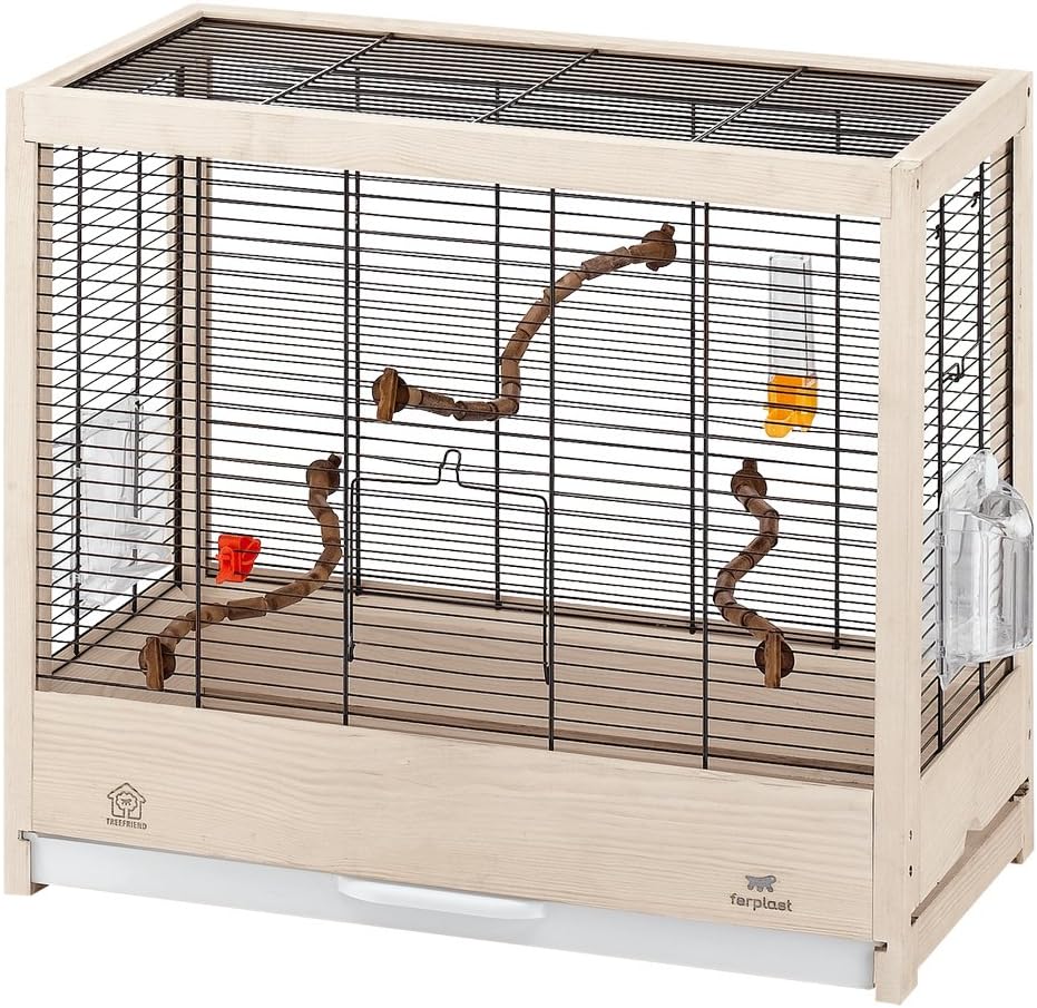 FerplastGiulietta 4 Bird Wooden Cage, 57 x 30 x 50 cm, Black