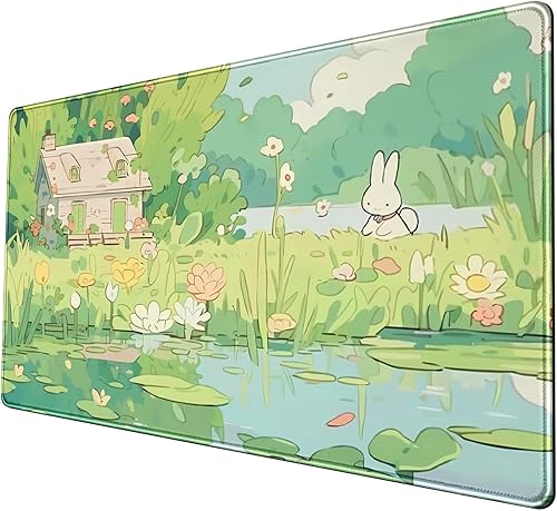 Miniatura 13 de Alfombrilla de escritorio con diseño boho a cuadros, estilo retro en color beige, tamaño XL - 31.5x15.7 pulgadas - Alfombrilla de mouse de