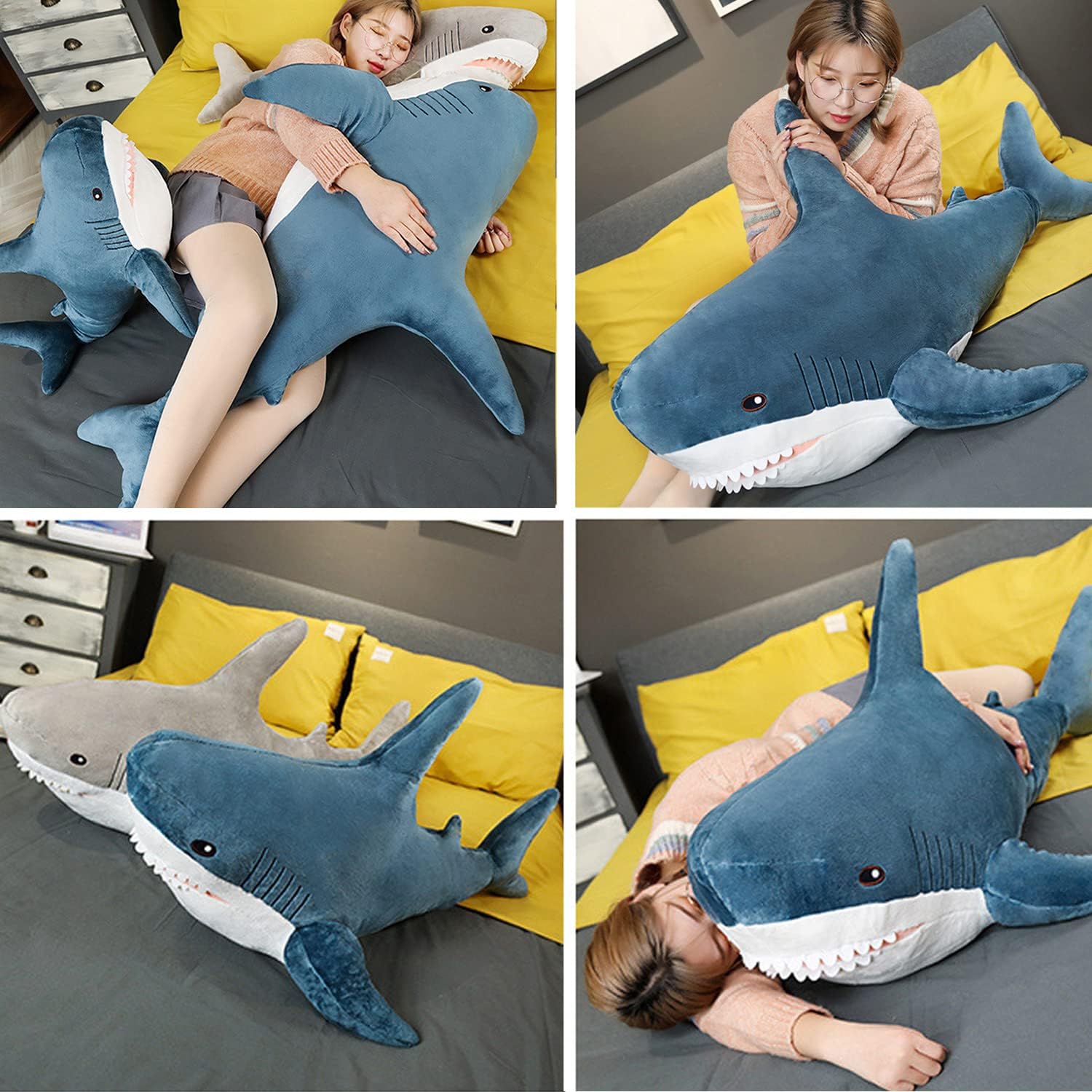 Kekeso Giant Shark Plush Pillow Soft Toy Stuffed Blue Shark Animal Pillow Comfortable Sleeping Pillow Back Cushion Doll Gift for Kids (60cm/23.62inch - Image 5