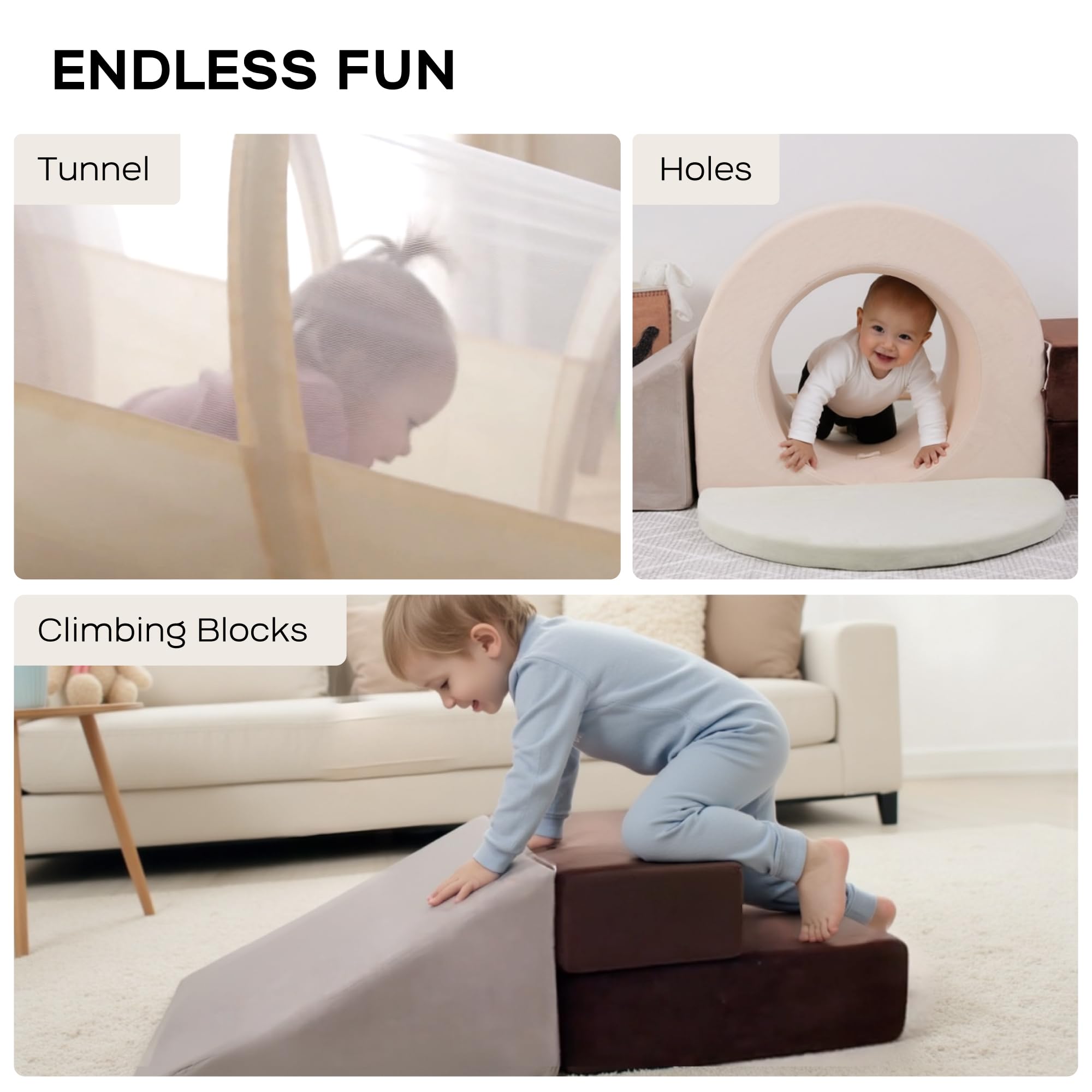 BanaSuper Schaumstoff Bausteine & Spieltunnel Set | XXL Kletterblöcke und Krabbeltunnel für Kinder | Sicherer Indoor Spielspaß für Baby und Kleinkind | EN71-zertifiziert Motorikspielzeug für Zuhause