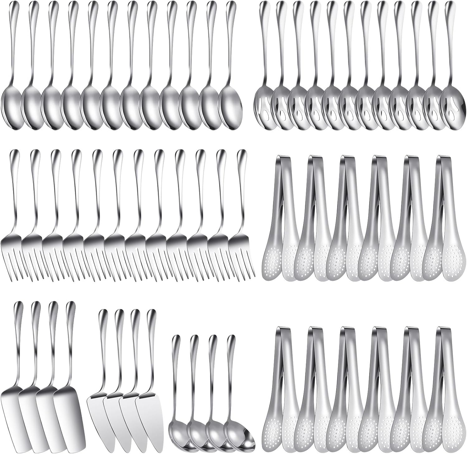Tioncy 60 Pcs Stainless Steel Serving Utensils Set for