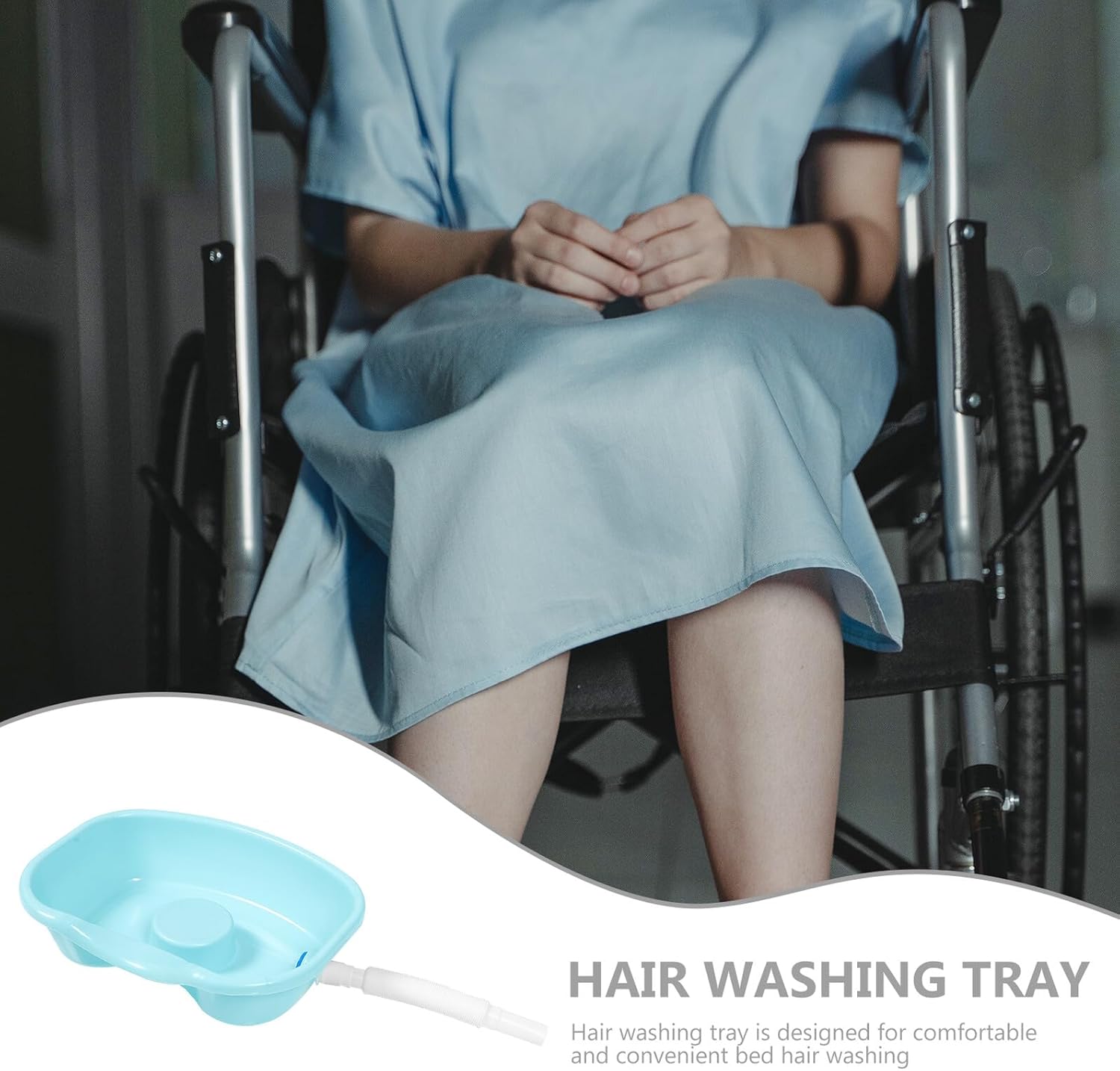 COLLBATH Portable Large Plastic Hair Washing Basin for Bedridden Patients, Bedside Shampoo Tray with Green Basin for Home Care and Elderly, Pregnant, Maternity Use