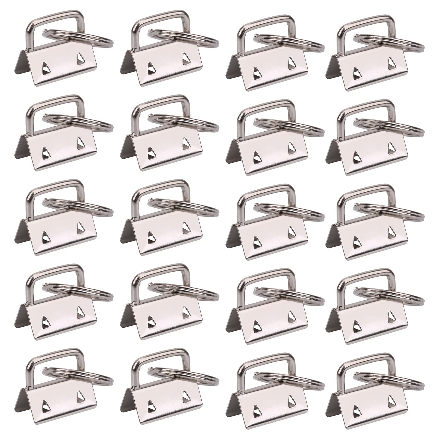 Trimming Shop Key Fob Hardware Silver 1 Inch Lanyard Keychain Hardware Fob Key Ring with Metal Split Ring Clamps for Wristlet Lanyards, Webbing, Belts, Leather & Ribbon (Pack of 20) — image 1