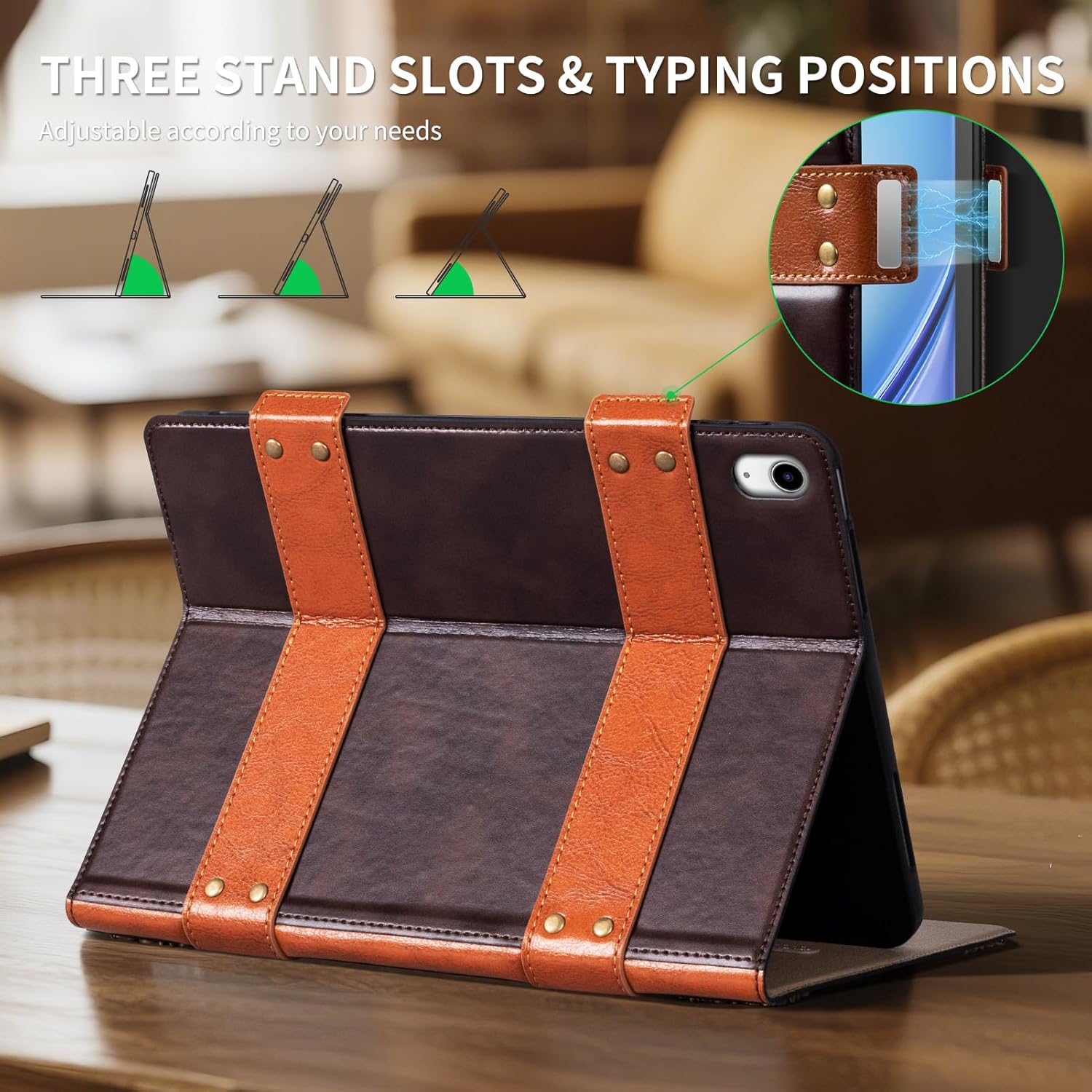 for Ipad Air 13 inch Case M4 2026/M3 2025/M2 2024 Leather Protection Cover Protective Shell with Auto Sleep/Wake.Red Brown