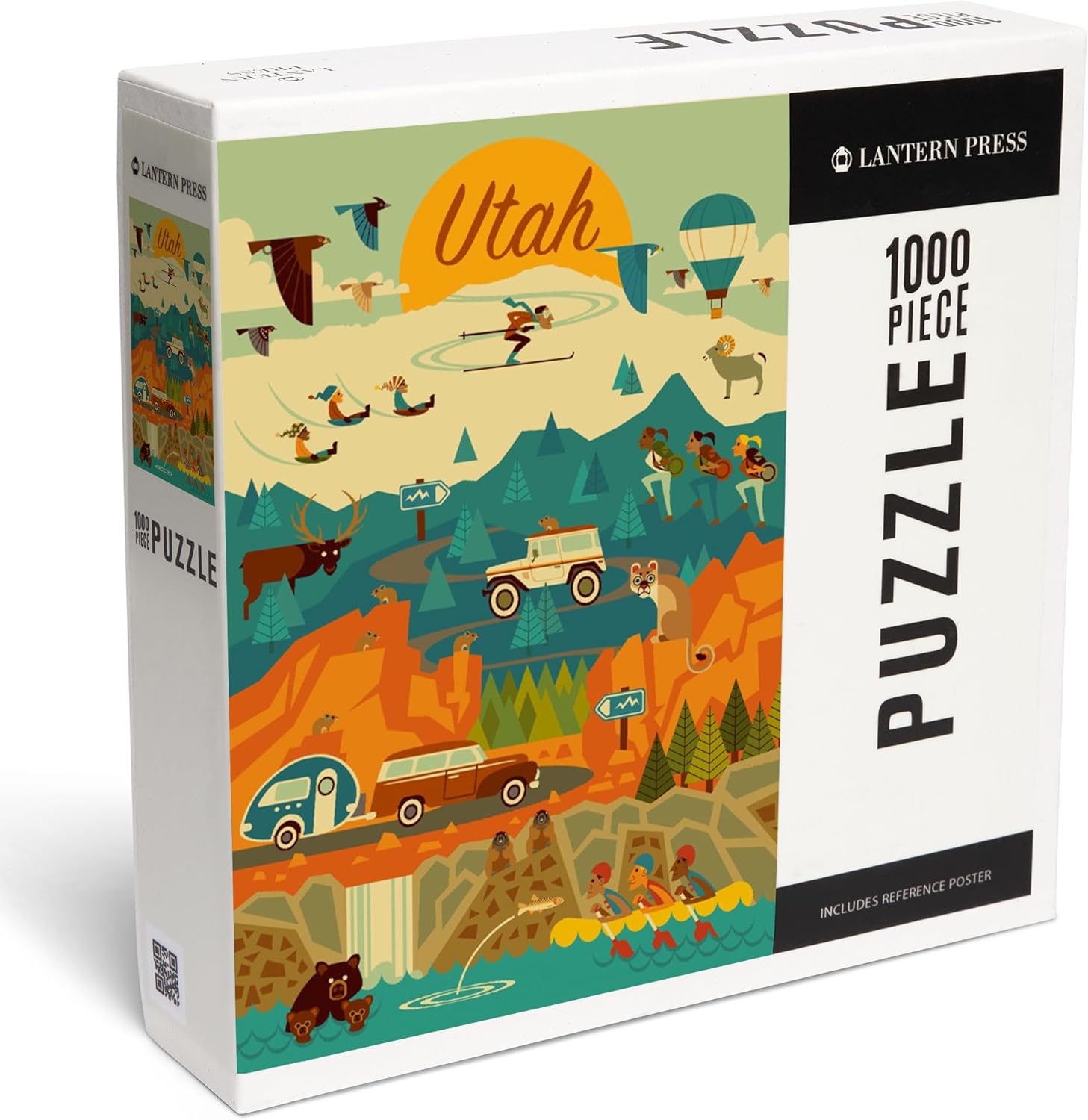 "Lantern Press Utah, Geometric, Mountain, 1000 Piece Jigsaw Puzzle for Adults, Made in USA with Reference Poster"
