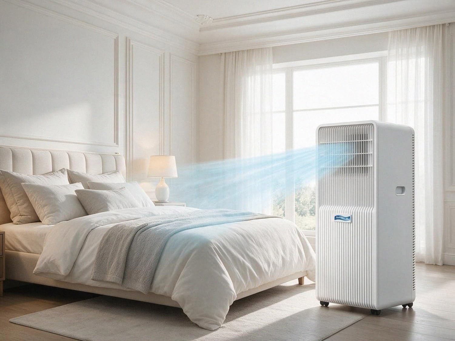 Aire Acondicionado Portátil 7000 BTU, 3-en-1 Frío, Deshumidificador y Ventilador, Enfriador de Aire Silencioso para Habitaciones hasta 20m², White, 14000BTU