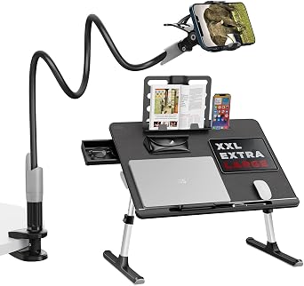 SAIJI Adjustable Laptop Table+ Gooseneck Bed Phone Holder