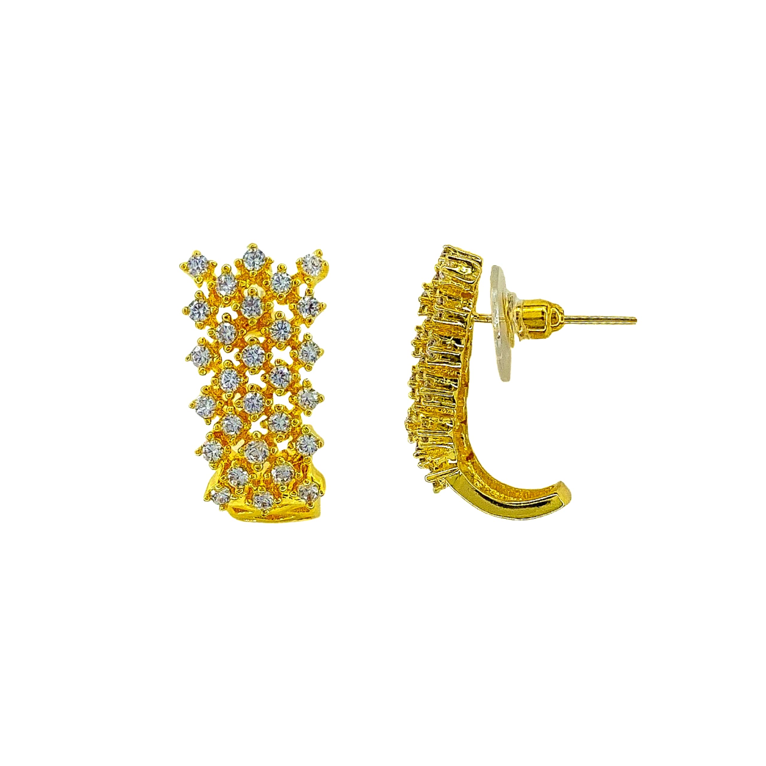 American Diamond Crystal Spark CZ Semi Hoop Stud Earrings For Women & Girls (Semi Hoop Gold) (B09NR9LLBX) Amazon Price History, Amazon Price Tracker