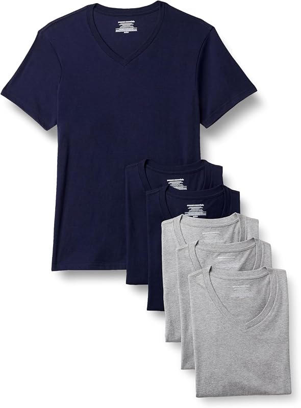Men's Slim Fit V-Neck Undershirt, Breathable Cotton, Pack of 6