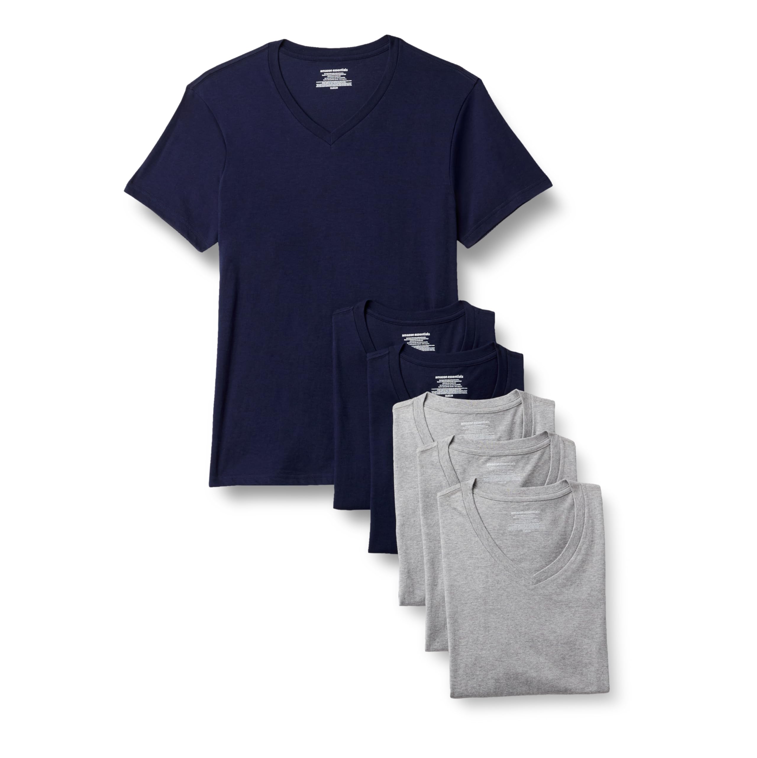 Amazon Essentials Herren Unterhemd Mit V-Ausschnitt, Atmungsaktiv, Baumwolle, 6er-Pack