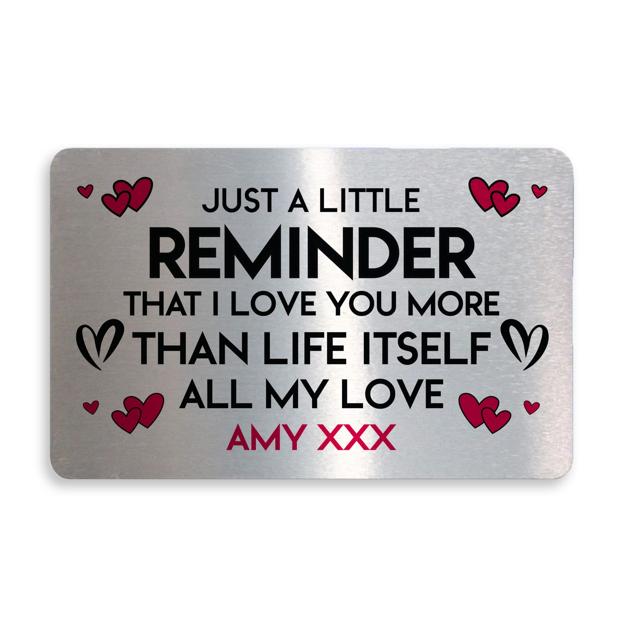 Special Anniversary For Him Her Personalised Valentines Birthday Husband Wife Gift Metal Wallet Insert Card