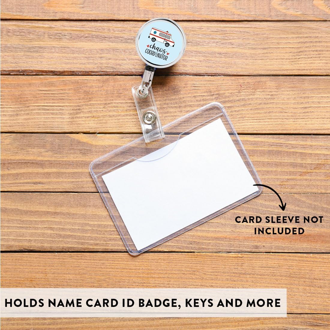 Andaz Press Retractable Badge Reel Holder with Clip, Heavy Duty Metal Name Tag ID Key Belt Clip Chaos Coordinator Ambulance, Essential Nurse, RN, Medical ID, Doctor, Pediatric, Hospital ER Work Gift