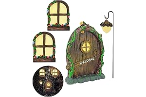 Resin Fairy Door and Window Set with Glow-in-the-Dark Accents