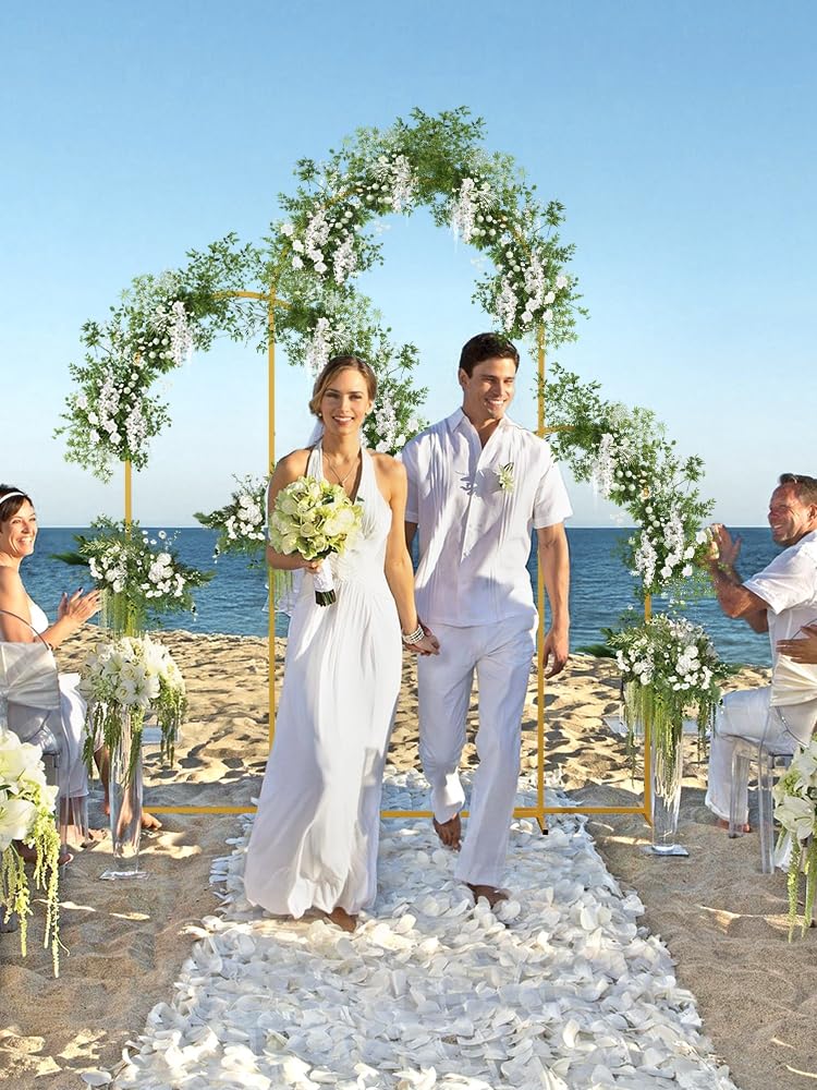 Support d'arche de Mariage, Arche Mariage en Métal Doré Lot de 3 Supports d'Arrière-Plan Cadrés pour Cérémonie, Anniversaire, Baby Shower, Décoration de Fête et Jardin Doré