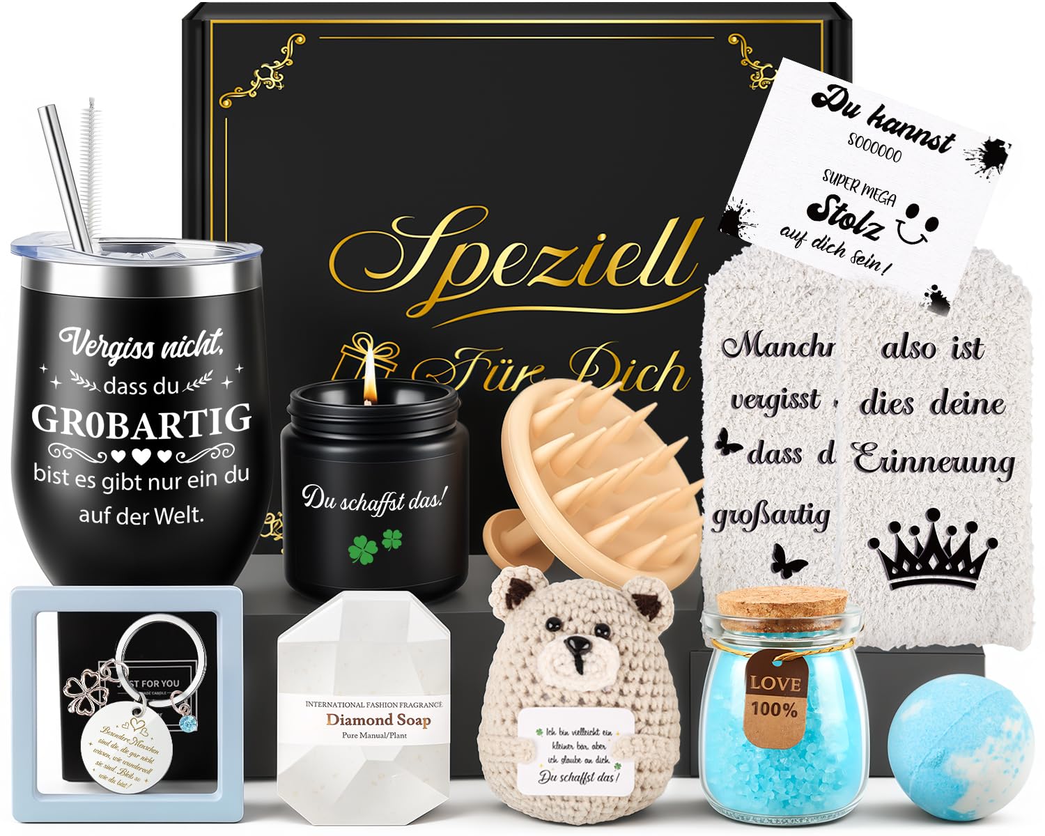 Giftota Geschenke für Frauen, 11-tlg. Valentinstag-Geschenk für Sie, Inspirierende Geschenkset Freundin Geburtstag Valentinstag Kleine Aufmerksamkeit Geschenk für Freund Ehemann, Geschenke für Männer