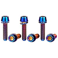 Vista 16 de Tornillo hexagonal Ti Allen de titanio M5x16 de cabeza cónica de 0.71 pulgadas con tornillo de arandela para piezas de vástago de bicicleta, paquete
