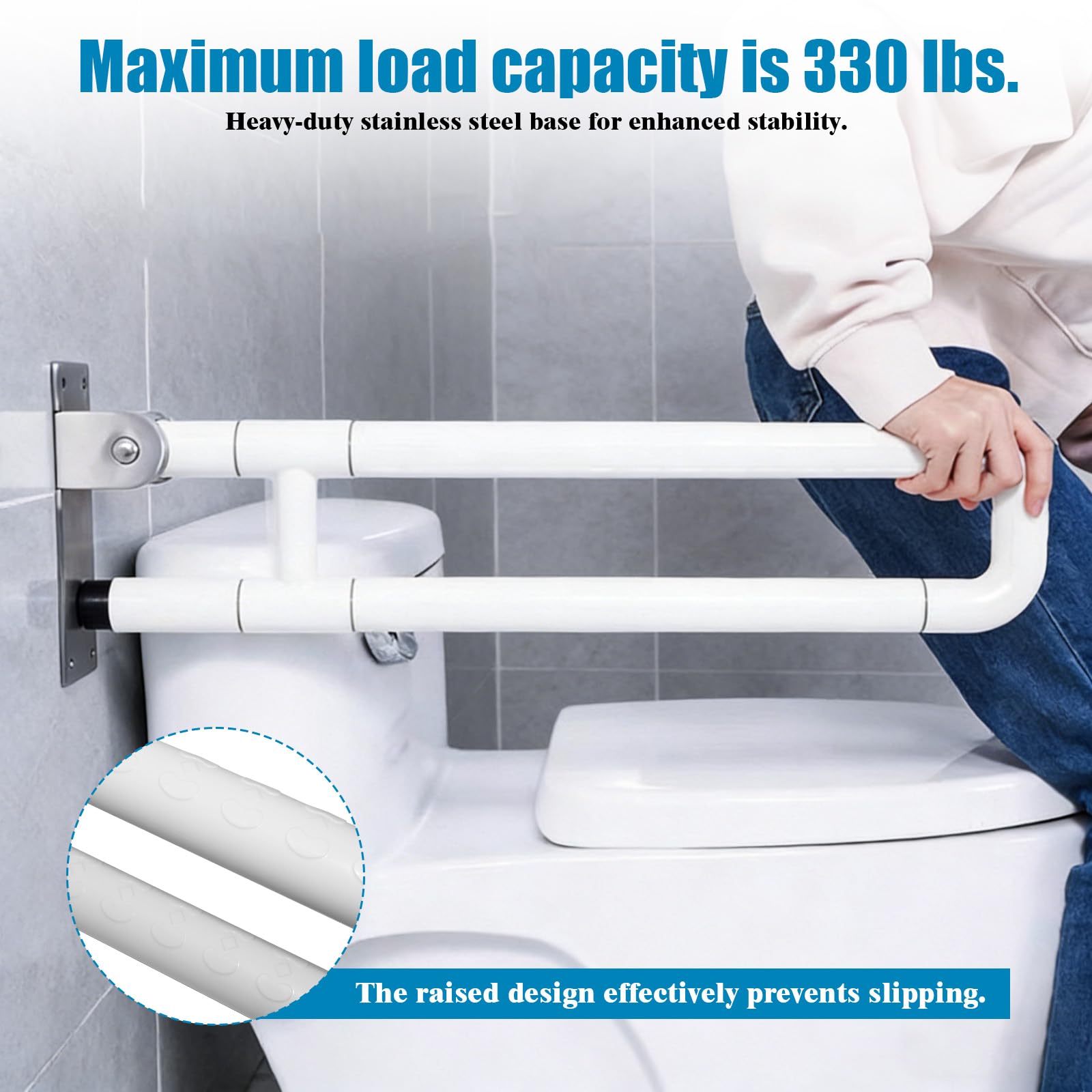 Maniglione Bagno Disabili, Maniglione Doccia Anziani in Acciaio Inossidabile, Maniglione di Sicurezza Ribaltabile Muro, WC Disabili Maniglia Antiscivolo per Bambini, Disabiliti, Gravida