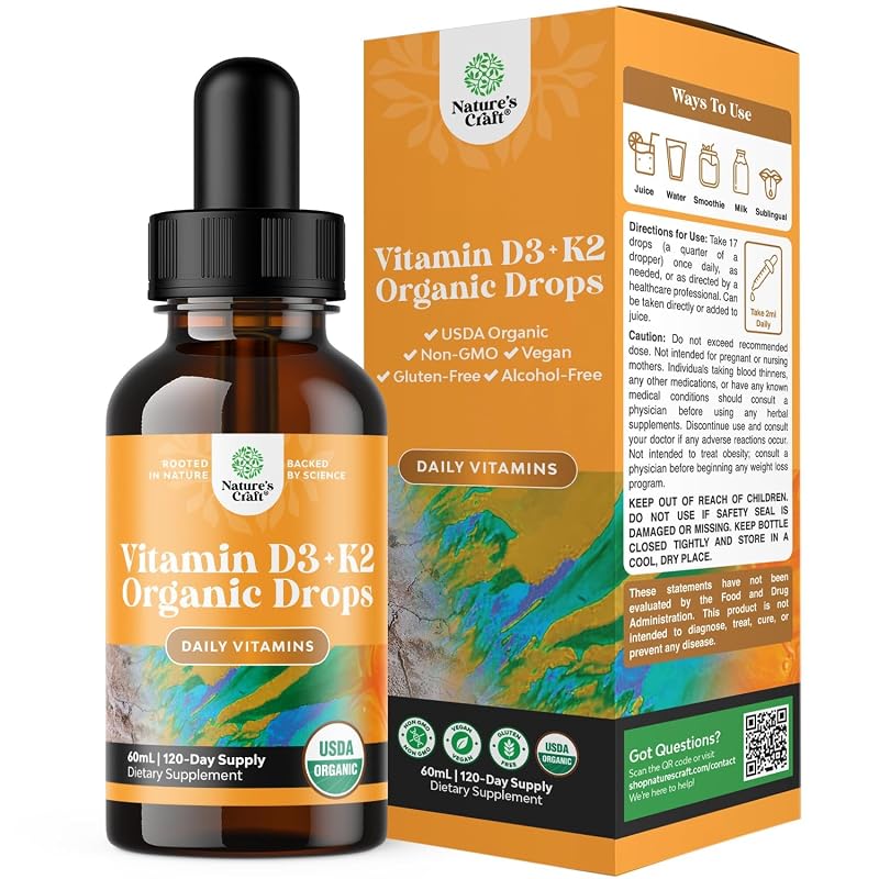 Natures Craft Vitamina D3 + K2 em gotas 2000 UI 60 mL