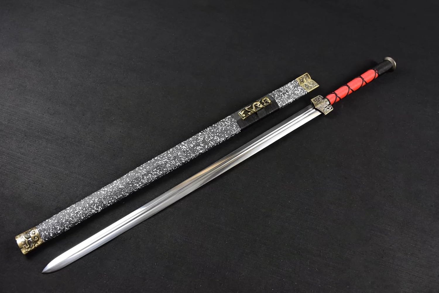 Chinese Sword,Han jian,Medium Carbon Steel,Snowflake Scabbard,Alloy Fittings