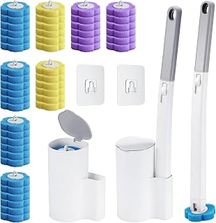 Einweg Toilettenbürste mit 48 Stück Reiniger Schwamm und 2 Toilettenstäben