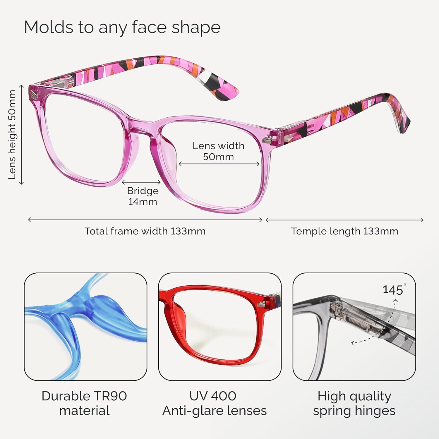CCVOO Reading Glasses for Women/Men, Eyeglasses, Blue Light Readers for Women/Men, Computer Eye Glasses, Cheaters - Image 4