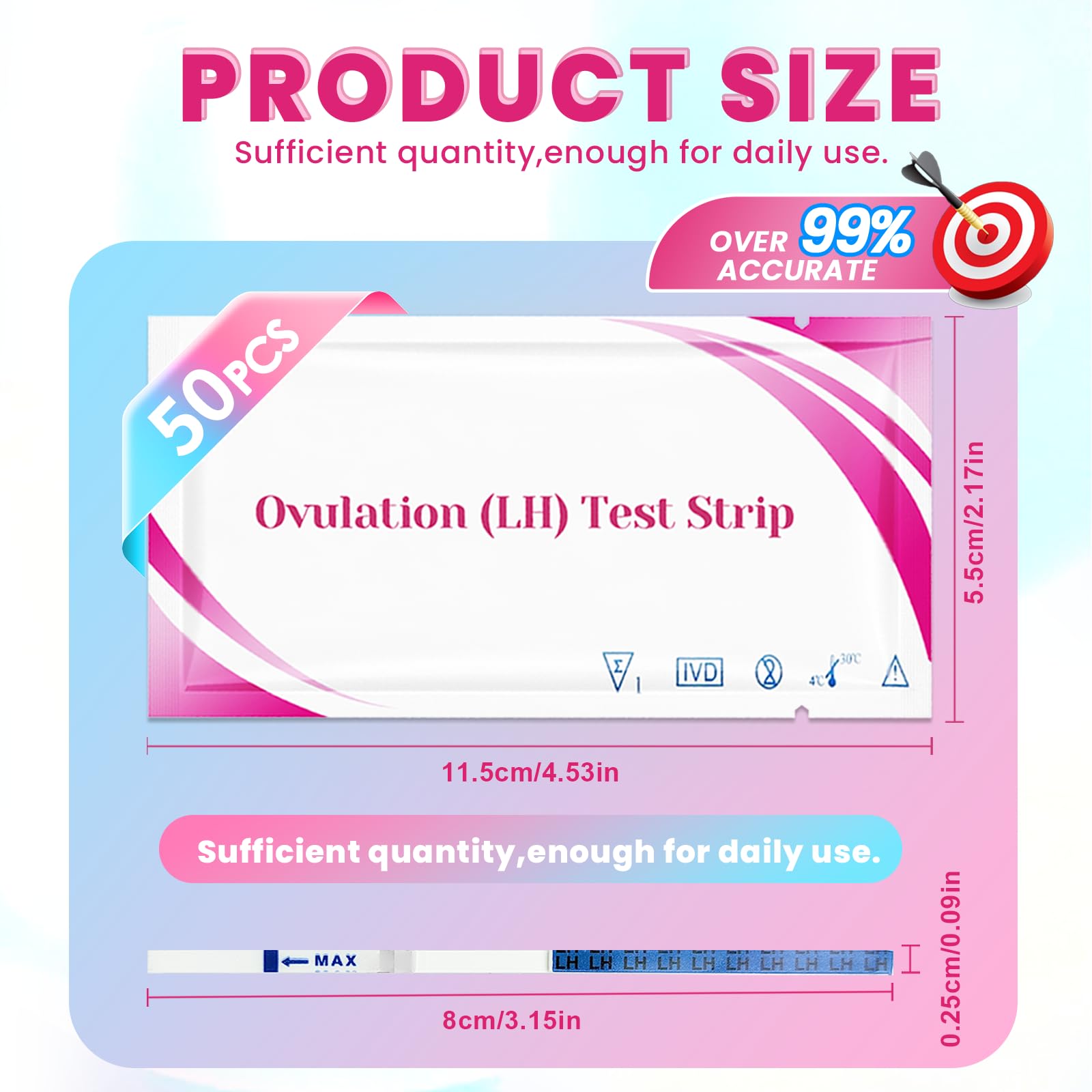 Test d Ovulation Bandelette, Test de Ovulation pour Femme, Haute Sensitivity Ovulation Test, Fast and Accurate Results