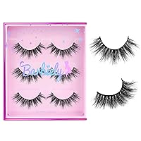 Vista 17 de Pestañas naturales de 0.59 pulgadas, pestañas de visón real 3D, 3 pares de pestañas postizas cortas y finas, pestañas de aspecto natural hechas a